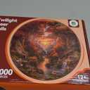 3D Visual Art Puzzles for Adults 1000 Pieces, Cave Sunset Deer Waterfall Nature Unique Hard 1000 Pieces Jigsaw Puzzles for Adults, 1000 Pieces Round Puzzle for Adults