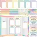 90 Pcs Science Fair Board Supplies 60 Trim Scalloped Bulletin Board Borders 24 Presentation Board Subtitles 6 Science Fair Titles for Classroom Display Boards (Pastel)