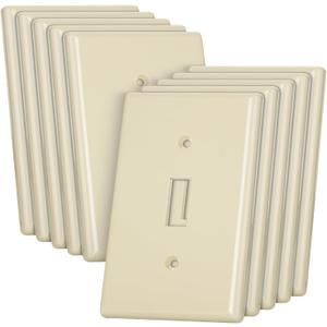 Bates- Light Switch Plates, 10 Pack, Ivory, Light Switch Cover Plate, Single Switch Plate Cover