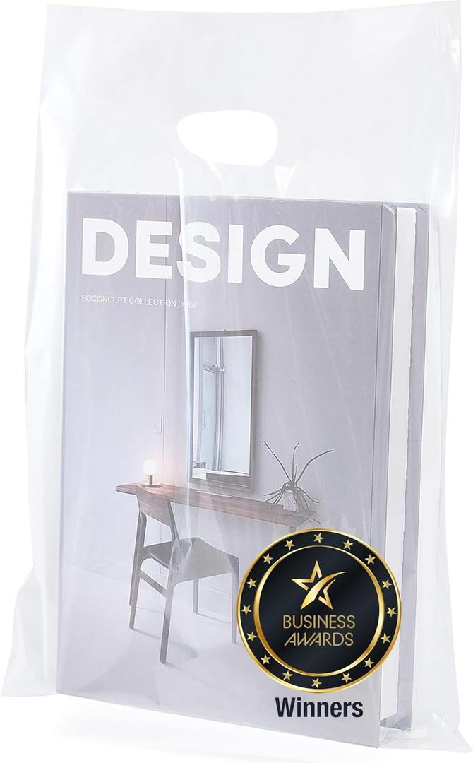 Choice Marts 100 Clear Plastic Bags With Handles 9"x12" Perfect for Merchandise And Retail 1.5Mil Thick Clear Gift Bags With Handles
