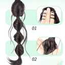 Long Braid Ponytail Extension with Hair Tie Straight Sleek Wrap Around Hair Extensions Braid PonyTail Fluffy Natural Soft Synthetic Hairpieces for Women Daily Wear, 18 inch (Cold brown)