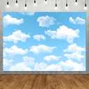 Qian 7x5ft Blue Sky White Clouds Backdrop Natural Scenery Sunshine Sky Clouds Photography Backdrop Wedding Birthday Party Decoration Newborn Baby Shower Backdrop