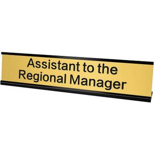 Assistant to the Regional Manager Desk Sign Gold Funny Office Novelty Nameplate Office Decor Desk Plaque Men Women Gift