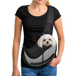 YUDODO Pet Sling Carrier for 2-5 lbs Small Dogs & Cats – Hands-Free Puppy Carrier with Safety Hook, Large Zipper Pocket, Soft Breathable Mesh, Adjustable Strap & Reflective Strip (Gray 3.0 S)