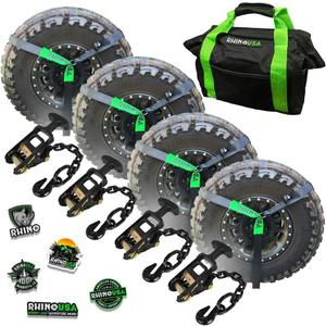 Rhino USA Car Tie Down Straps with J Hooks  4 Pack 2" x8'  10,000lbs Break Strength  Heavy Duty T-Handle Car Hauler Tire Lasso Wheel Straps for Trailers, UTV & Powersports  Black