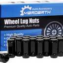 Set of 24, 14x1.5 Lug Nut 1.75 in Black Bulge Acorn Compatible with 1999-2023 Silverado Sierra 1500