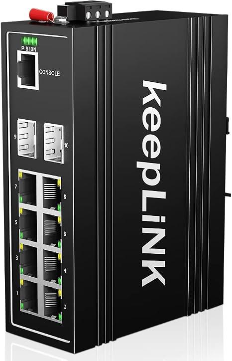 10-Port Industrial Gigabit PoE Switch, Managed with 8 PoE+@130W, 2 SFP Slots, DIN Rail Network Switch, IP40, Operating Temperature Range of -30° – 75°C (-22° – 167°F), Lifetime Protection