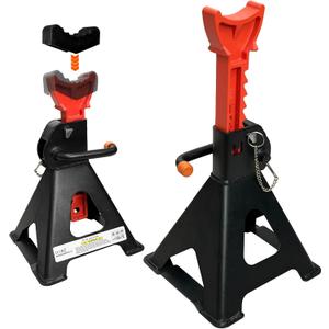 Upgraded Jack Stands 6 Ton (13,200 LBs) with 2 Crossbars and Double Pin Locking,Safe and Stable,Jack Stands 15.35"-22.05" Adjustable with Rubber Pads for Trucks,Home,Garage, SUV,Car,UTV/ATV,1 Pair (Black+Orange)