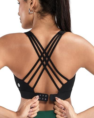 RUNNING GIRL Sports Bras for Women,Crisscross Back High Impact Sports Bra with Hook Closure Workout Supportive Bra S