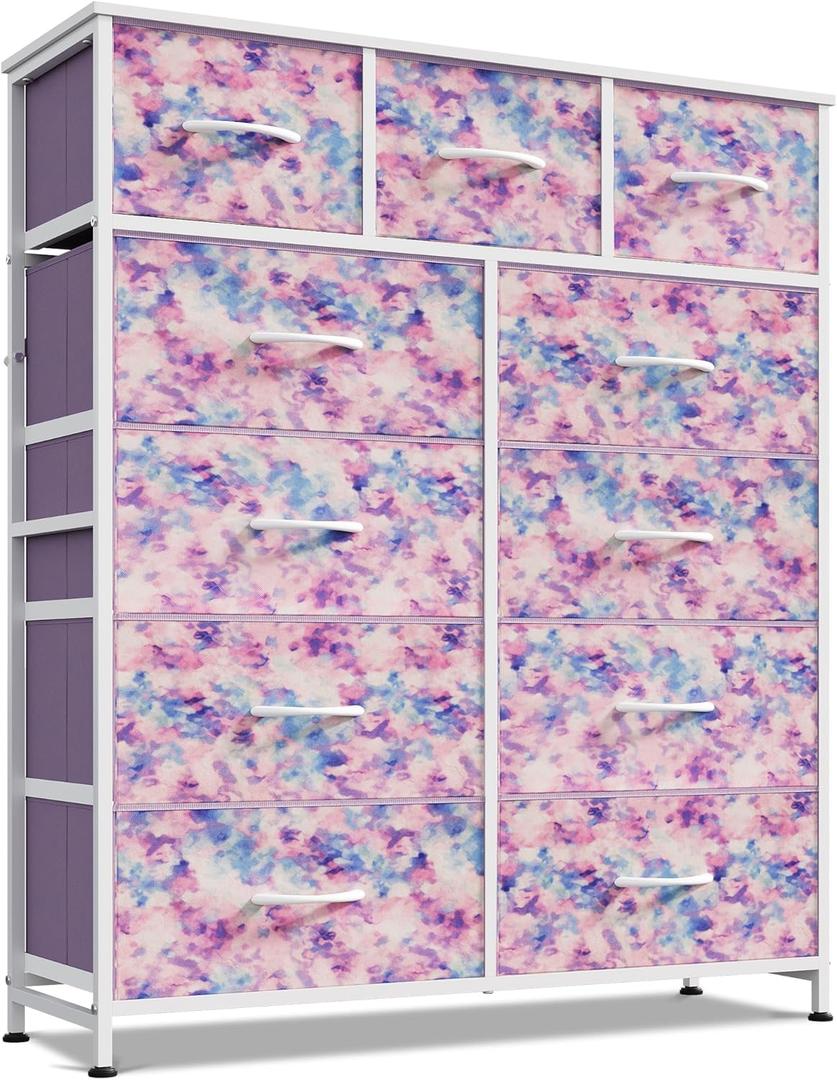 WLIVE Tall Dresser for Bedroom, 11 Drawer Chest of Drawers, Tie-Dye