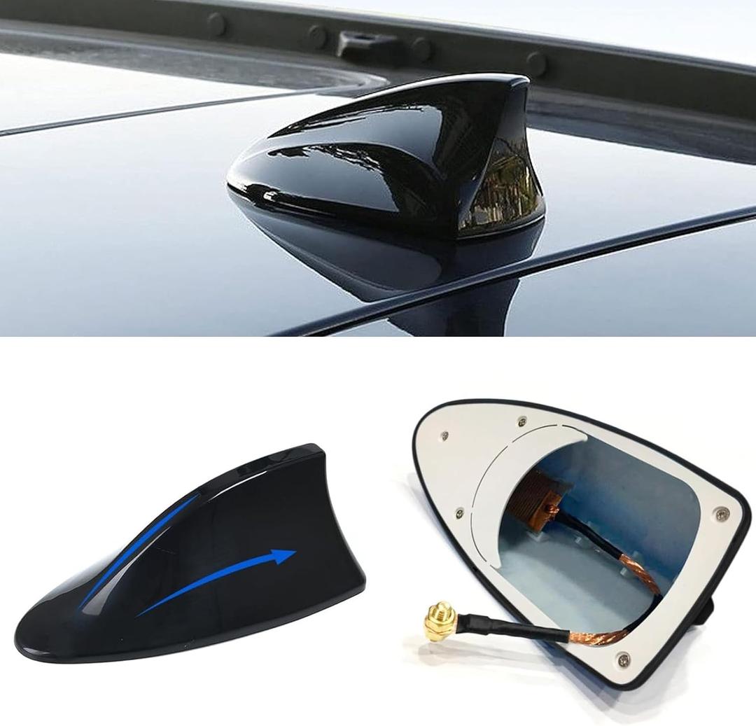 ijuicy 1 PC Shark Fin Antenna Cover for Car, Car Antenna Topper, Vehicle Shark Fin Shape Cover with Adhesive Tape, Universal Car Accessories for Most Cars, SUVs, Vans (Black) (Medium)