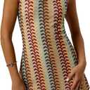 GORGLITTER Women's Color Block Crochet Boho Bodycon Mini Dress Summer Peasant Vacation Sleeveless Tank Sundresses 2025 (Medium)