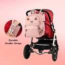 Dikaslon Diaper Bag Backpack with Portable Changing Pad, Pacifier Case and Stroller Straps, Large Unisex Baby Bags for Boys Girls, Multipurpose Travel Back Pack Moms Dads, Pink