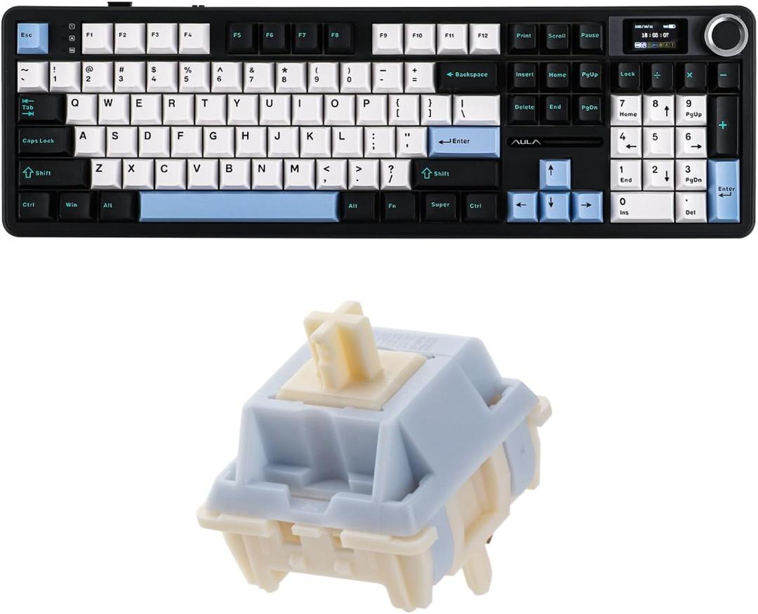 EPOMAKER X Aula F108 PRO Wireless Gaming Keyboard with Screen+Sorane 39gf Gaming Keyboard Switches Set