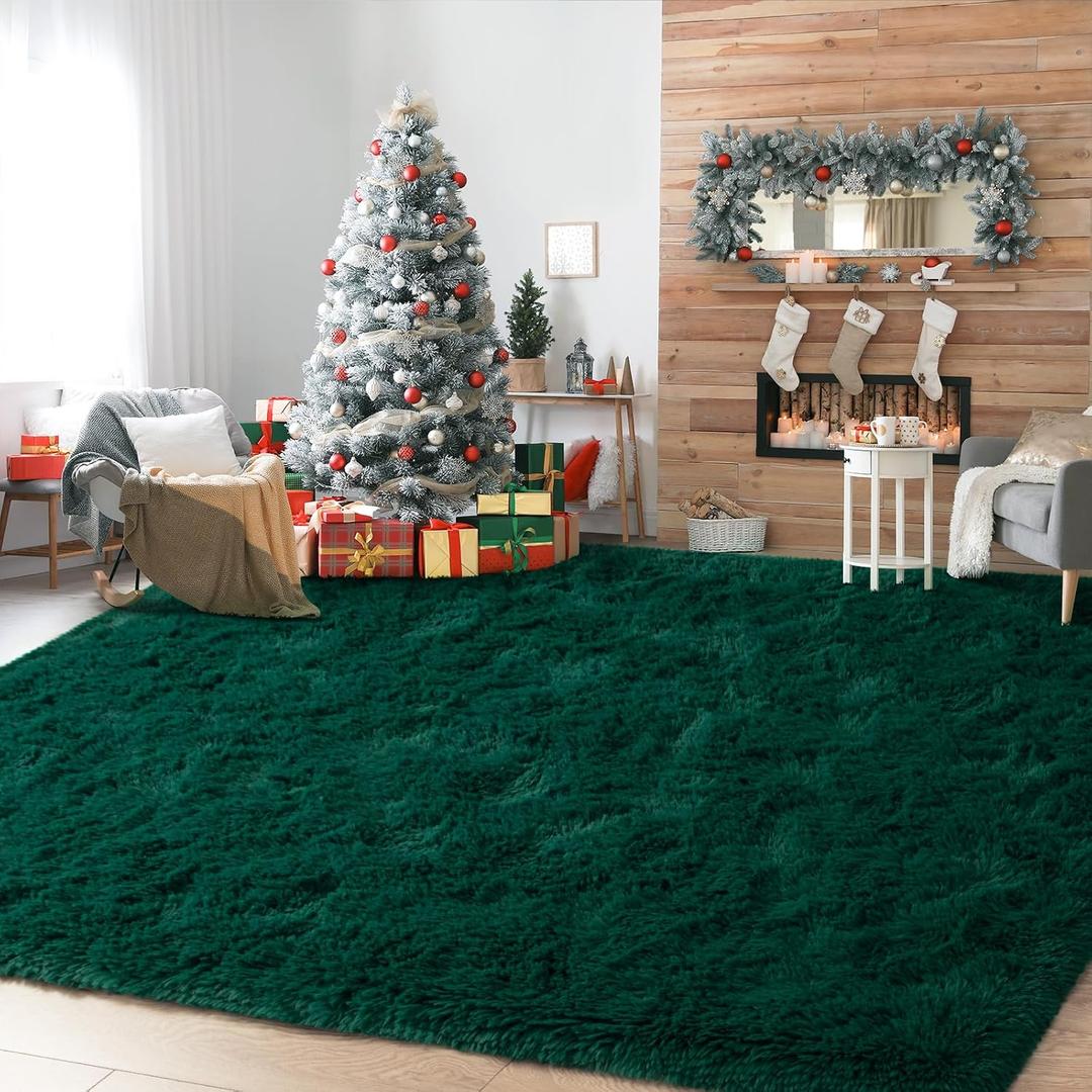 Kelarea Area Rug for Living Room, 6x9 Non-Slip Dark Green Rug Fluffy Soft Shag Rugs, Fuzzy Shaggy Plush Carpet for Bedroom, Nursery Rooms, Home Dorm