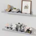 Floating Shelves for Wall Décor 24 Inch Long Set of 2 Nursery Book Shelves Bathroom Shelves Over Toilet Shelf for Books, Plants, Toys, Photo Frames, Picture Ledge-Grey, FS005G-24IN2
