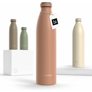 LARS NYSØM Stainless Steel Insulated Water Bottle 12oz 17oz 25oz 34oz 51oz | Insulated Thermo Flask for Hot and Cold Beverages | Leakproof Drinking Bottle (Blush Rose, 33.9 oz)