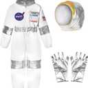 NASA Pilot Costume Kids Astronaut Costume for Boys Girls Space Pretend Dress Up Cosplay Birthday Gifts Halloween (3-4 Years, White)