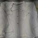 SeekMe Womens Denim Shirts Tie Front Crop Top Button Down Chambray Jean Shirts (Size X-Large, White)