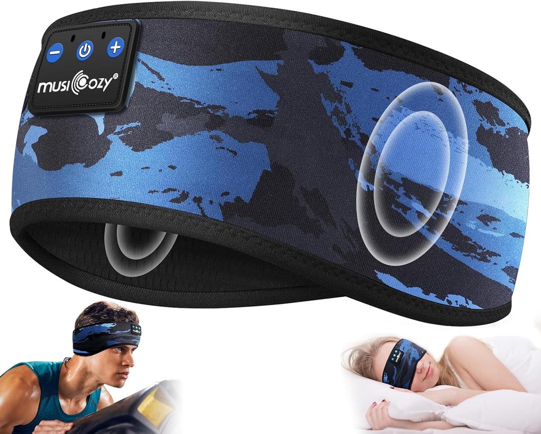 MUSICOZY Sleep Headphones Bluetooth 5.4 Headband, Wireless Earphones Music Sleep Earbuds Sleeping Eye Mask with HD Stereo Speakers for Workout Running Travel Yoga, Ideal Gifts (Rainbow Lip)