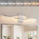 Brushed Nickel Curved 3000~6000K Bathroom Vanity Light Fixture Over Mirror, 31.5 inch Modern LED Wall Lamp 5CCT Dimmable Bathroom Light Fixture Modern Vanity Lighting