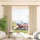 Wood Curtain Rods for Windows 48-84 inch, 1" Adjustable Heavy Duty Rustic Drapery Rod with Imitation Wood Grain Finials, Oak Brown Boho Farmhouse Curtain Pole for Living Room & Bedroom (Light Drown)