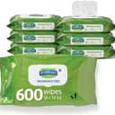 FitRight Personal Cleansing Wipes with Aloe (8x10 inch) | 600 Pieces Moisturizing Body Wipes for Adults Bathing and Incontinence Cleaning | Unscented Cloth Adult Wipes for Elderly Care