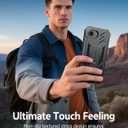 FNTCASE for iPhone 16e Phone Case: Military Grade [Built-in Screen Protector] [Kickstand] Matte Textured Drop Proof Protection Cover | Rugged Shockproof TPU Protective Sturdy Cases 2025 - Black