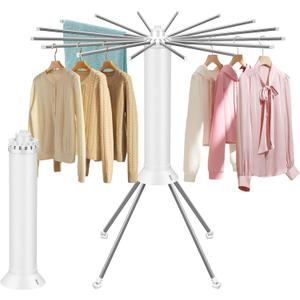 4-Legged Foldable Clothes Drying Rack with Wheels, Heavy-Duty Laundry Rack for Indoor Outdoor Use, Space-Saving Portable Design & Pulley System