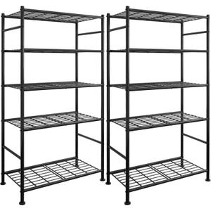 Sakugi Storage Racks - 2 Pack, 5-Tier Freestanding Steel Shelving Units with Reinforced Frame, Adjustable Garage Organization Shelves for Warehouse, Basement, Workshop, 33.5" x 12.6" x 72", Black