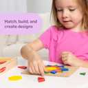 Melissa & Doug Pattern Blocks and Boards with 120 Multi-Colored Wooden Shape Tiles, 5 Double-Sided Puzzle Boards, Tangram Puzzles, Montessori Toys for Girls & Boys, 13.0 X 8.75 X 1.5