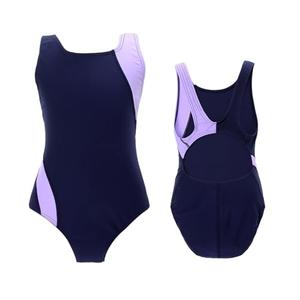 Kids Girls Athletic Swimsuit One Piece Solid Swimwear for Practice and Competition in Black and Navy Bathing Suit(Navy Purple,15-16 Years) Size XXL