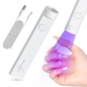 Mini UV Nail Lamp for Gel Nails Handheld UV Light for Nails Portable Led Lamp 3W Nail Dryer for Curing Gel Polish USB Light Flashlight for Home DIY ManicureWhite
