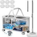 RinseWise Compact Gen 1 Spin Mop and Bucket with Wringer, 1.5 Gal Clean Water Capacity, Clean & Dirty Water Separation, 4 Swivel Wheels, 61" Long Handle, 6 Mop Heads for Daily Floor Cleaning