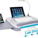 Multi Tasking Memory Foam Lap Desk with USB Light (Silver) | Supports Laptops Up to 15 Inches