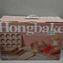 HONGBAKE 9-Piece Baking Pans Set Nonstick, Stackable Non Toxic Bakeware Sets with Diamond Texture, Oven Pan Set for Cooking, Includes Cookie Sheet with Rack, Cake Pan, Roasting Pan, Muffin Tin, Gold