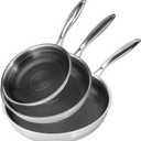 Hybrid 8 10 12 inch Stainless Steel Non Stick Skillet set,Frying Pans Nonstick, PFOA Free Cookware, Dishwasher and Oven Safe, Induction Compatible