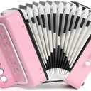 10 Keys Kids Accordion, Horse Button Accordion Toys Accordian Mini Musical Instruments Button for Child Children Kids Toddlers Beginners (Light Pink)