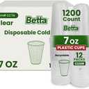 Betta 7-oz Disposable Plastic Drinking Cups, Clear, 1200 Count, Bulk Case for Schools, Offices, Breakrooms and Cafeteria (12 Pack Per Box x100)