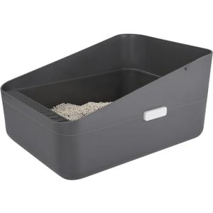 Sfozstra Open Top Litter Box: Grey Medium Removable Liner - Secure and Odor Control - Durable High Side Sifting Litter Box for Small Cats, Size: 17" x 13