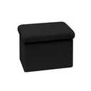Small Ottoman with Storage, Sherpa Storage Ottoman Cube, Boucle Folding Foot Rest for Dorm, Living Room, Bedroom, Black, 16.5"x12.6"x12.6"