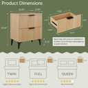 Wood Night Stand Set 2 Fluted Dresser for Bedroom 2 Drawers End Tables Nightstands Set of 2, Storage Modern Bedside Table Set of 2, Oak Nightstand, 22.64" x 11.81" x 16.93"