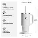 Hydro Flask 40 Oz Travel Tumbler with Handle, Lid and Straw - Insulated Stainless Steel in Black