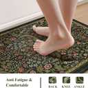 Collive Kitchen Mats for Floor, Cushioned Anti Fatigue Mat Green Floral Rugs Non Skid Waterproof Sink Rug, Memory Foam Comfort Standing Mat for Office, Laundry, Desk, 24''x71''