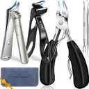 Toenail Clippers for Thick Toenails, Heavy Duty Toenail Clippers for Ingrown Nails, Angled Head Toe & Slanted Nail Clipper with Long Handle 5PCS
