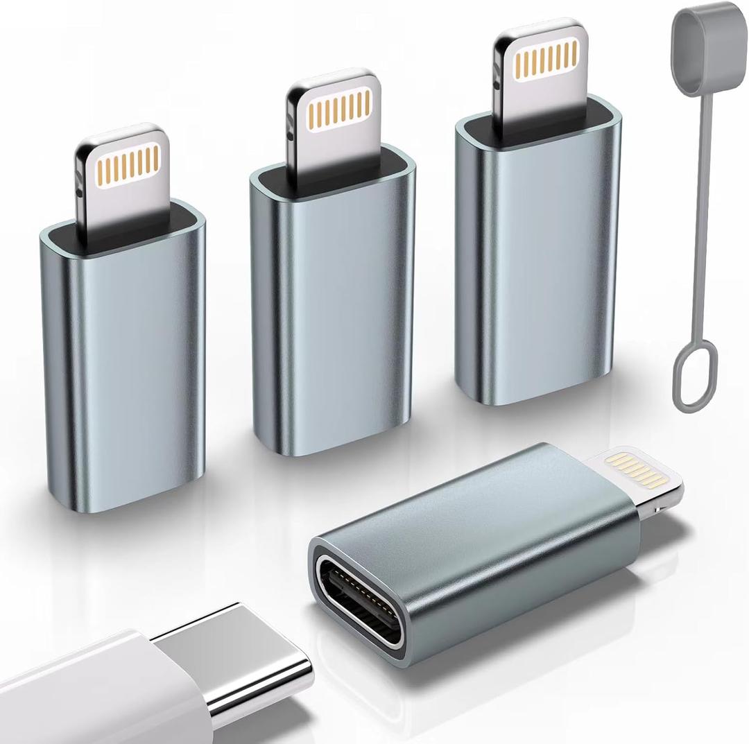 USB C Type C to Lightning Adapter 4 Pack 1.8-2.2A 15W Fast Charging Support Data Sync,Lightning to USB Type C Cable Adapter for iPhone/iPad/for Airpods,with Anti-Lost Loop,Not for Audio/OTG