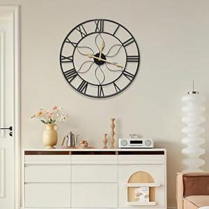 C hello Yuner Large Wall Clock for Living Room Decorative 24 in Round Silent Vintage Industrial Black Metal Big Roman Numeral Wall Clocks for Kitchen, Bedroom Home Decor C hello Yuner Large Wall Clock for Living Room Decorative 24 in Round Silent Vintage Industrial Black Metal Big Roman Numeral Wall Clocks for Kitchen, Bedroom Home Decor