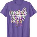 Coquette Bow Mardi Gras New Orleans Louisiana Dalmatian Dots T-Shirt (Small, Black)