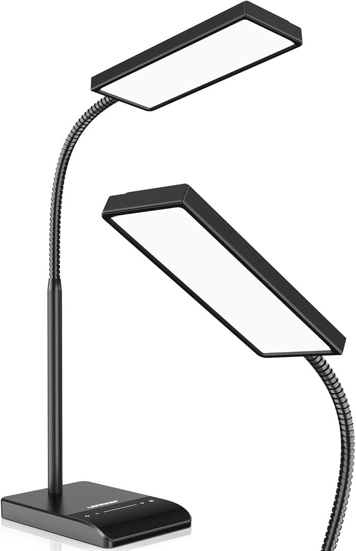 LEPOWER Desk Lamp, 800LM LED for Home Office, 12W Reading for Desk, Eye-Caring Light, Touch Table Gooseneck Lamp, 50 Lighting Modes, Bright for Bedroom, Study (Black)