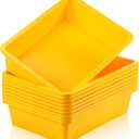 Flat Storage Organizer Tray Bin Letter Size Paper Tray for Classroom Plastic Stackable File Organizer for School Office Teacher Book Organization（ Yellow) 2 PCS